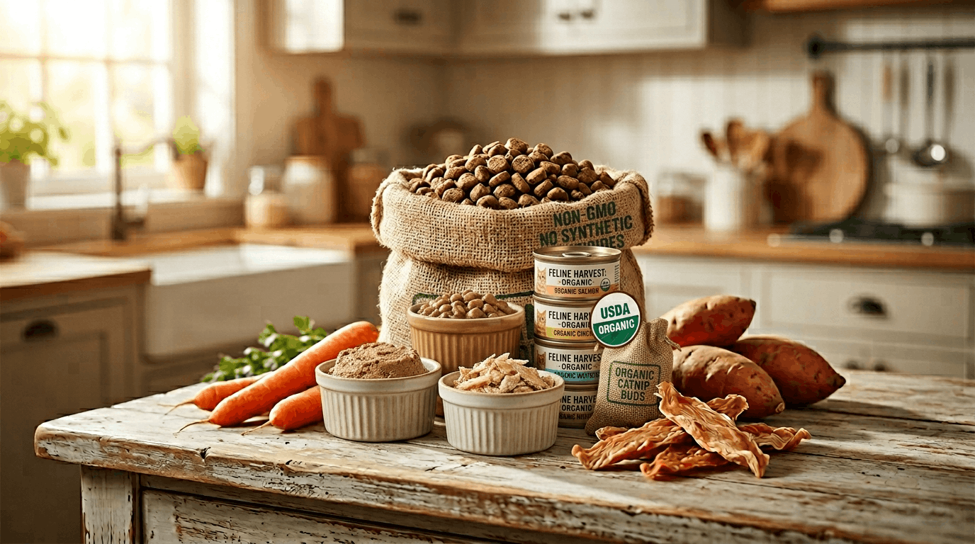 Organic certification claims and labels on pet product packaging