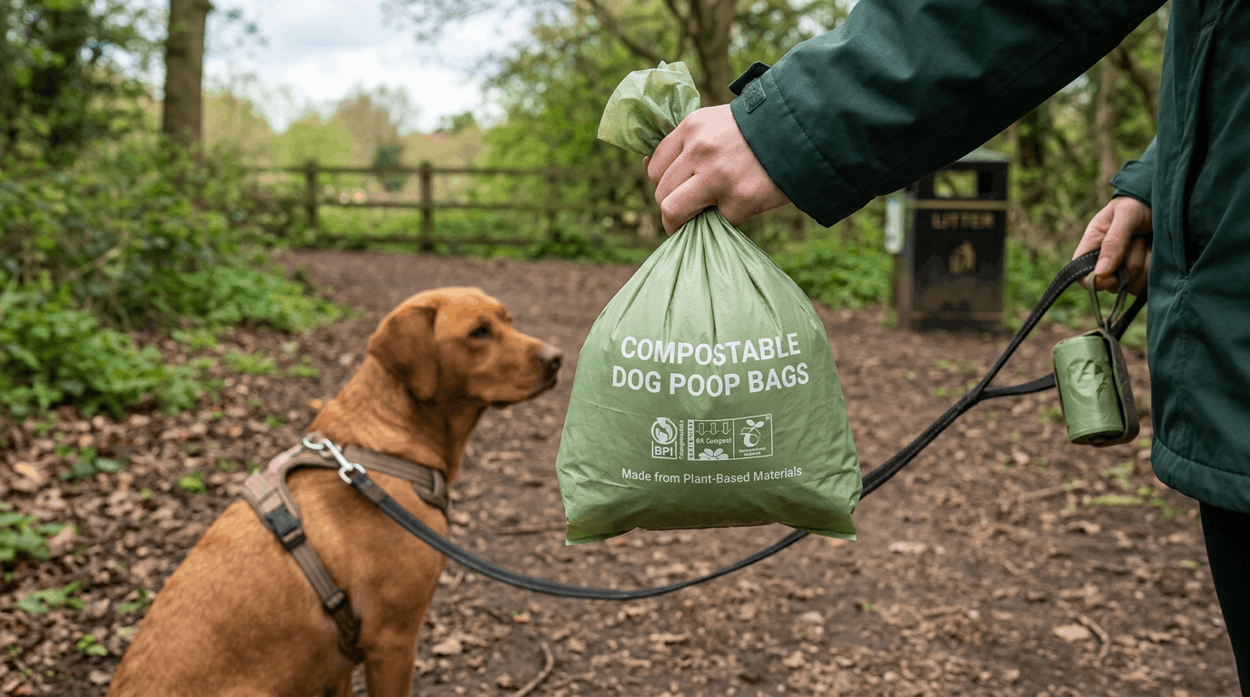 Compostable biodegradable dog poop bags for eco-friendly waste disposal