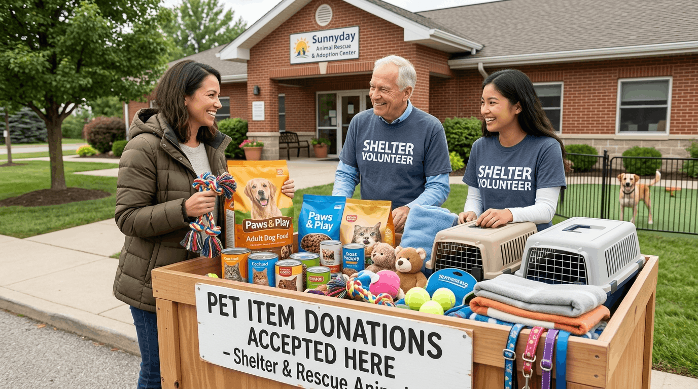 Donating pet items and supplies to animal shelters or charities