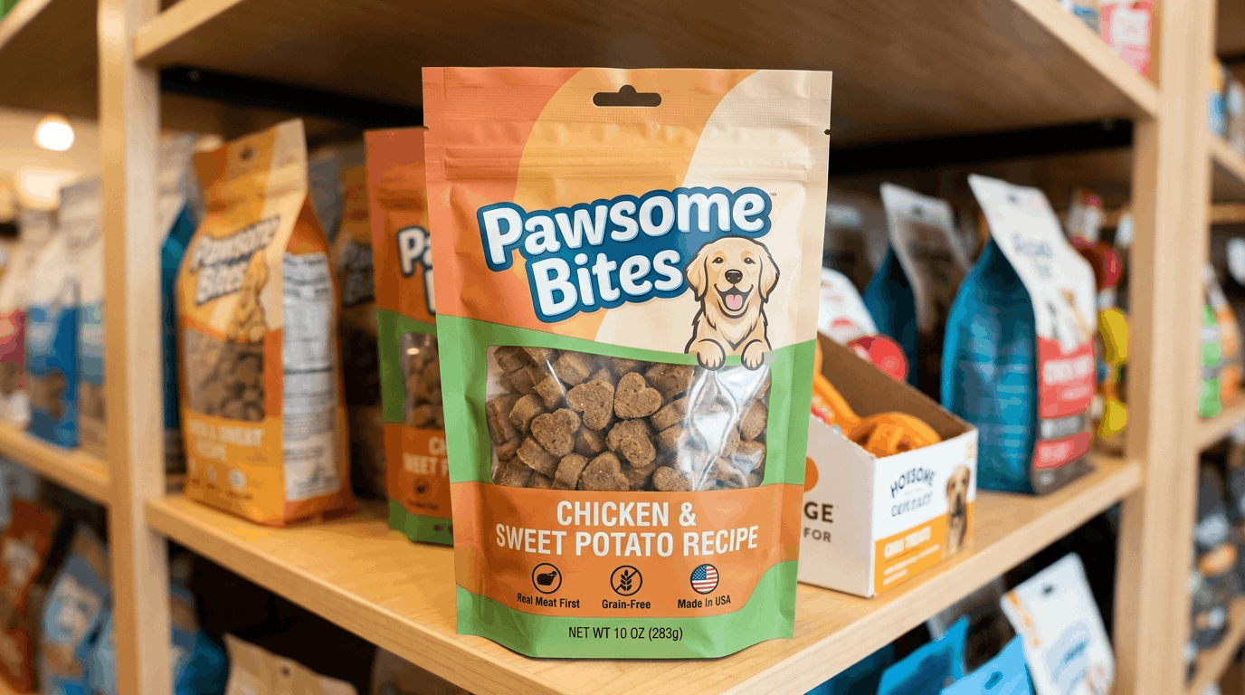Plastic packaging waste from dog products and pet supplies