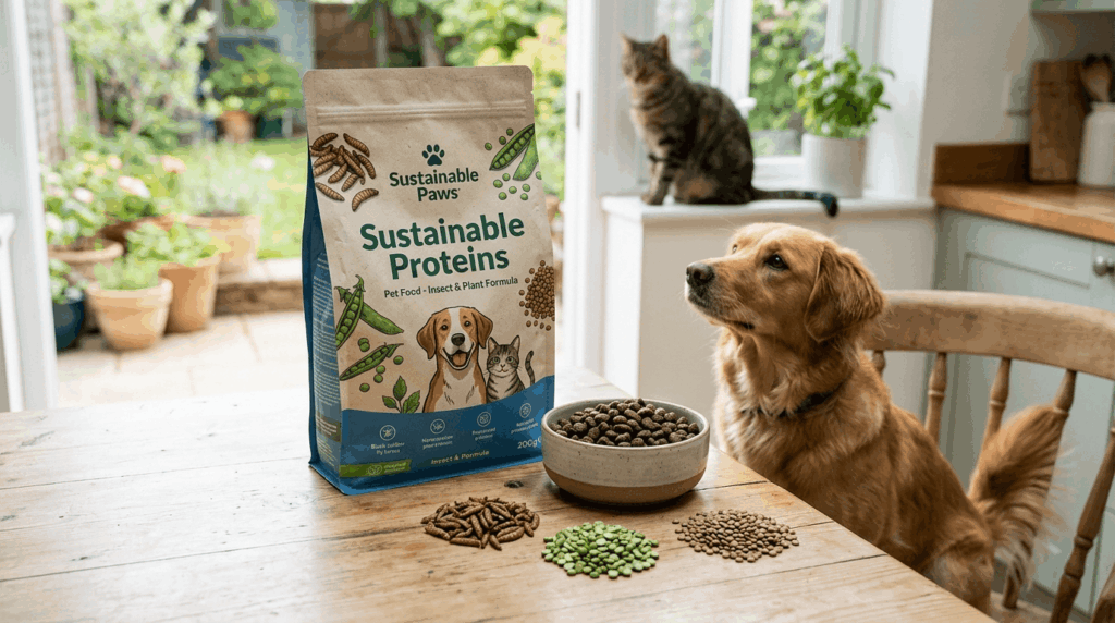 Sustainable protein sources used in eco-friendly pet food products
