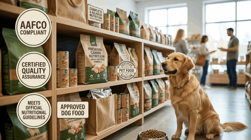 AAFCO dog food standards with certified nutrition and quality.