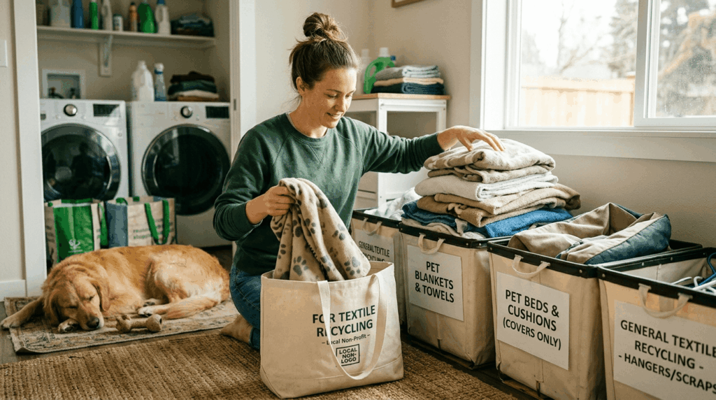 Recycling pet fabrics with eco-friendly disposal of pet textiles.