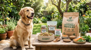 Eco dog food protein with sustainable plant-based and ethical protein sources